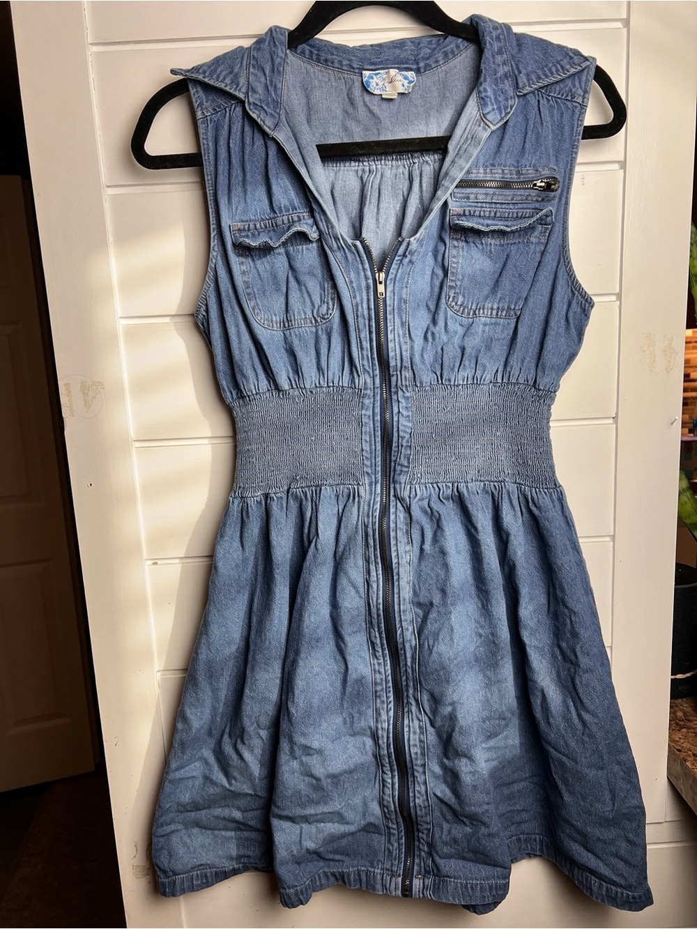 J. Gee Sleeveless Zip-Front Denim Dress - Size XL